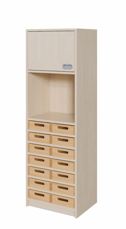 K Kombinationsschrank 160 x 52 cm, 14 flache Kästen/1 Tür li.